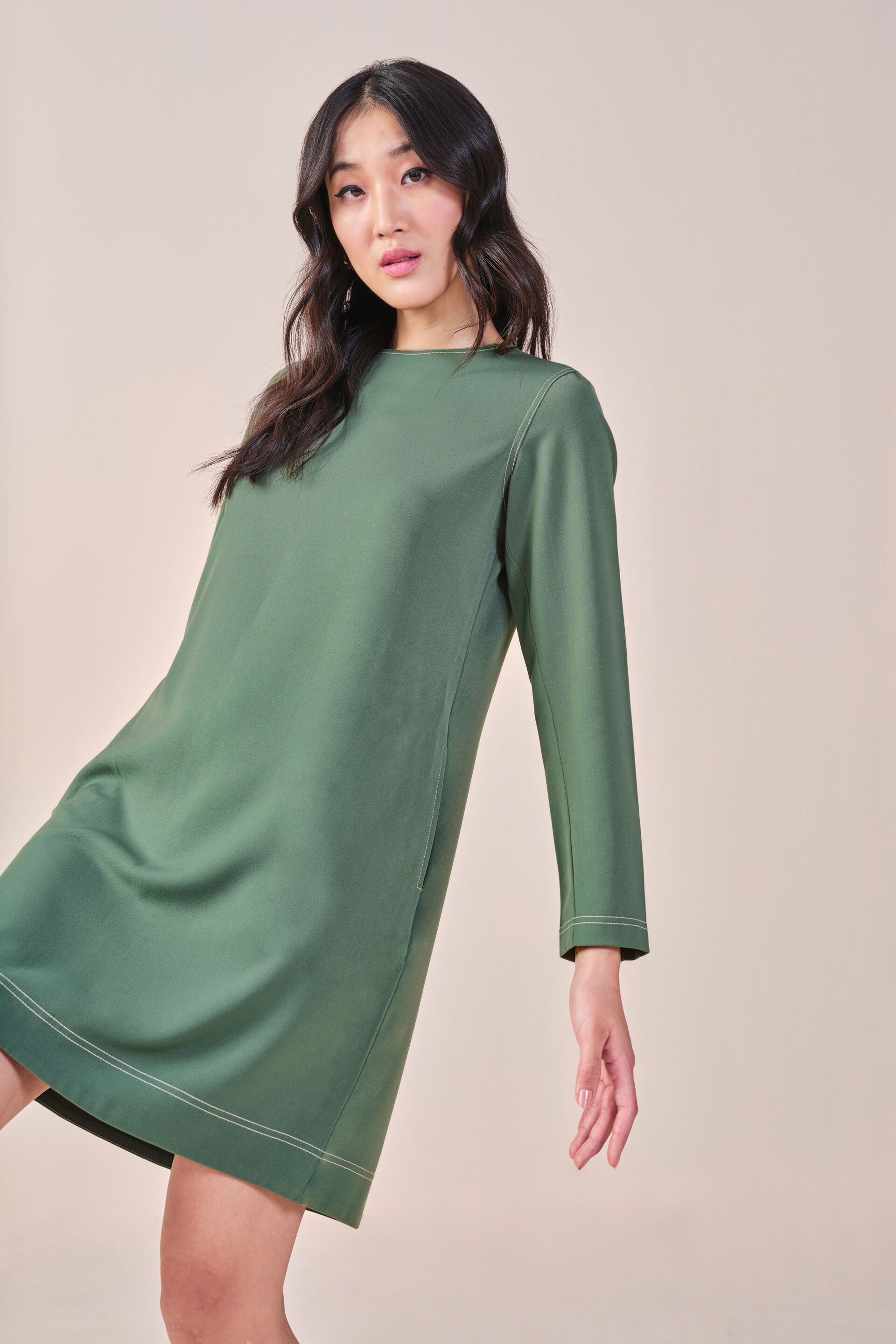 Tasha Solid Dress, Green, image 5